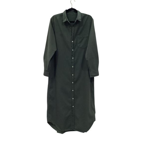 Frank & Eileen Famous Denim Rory Maxi Shirtdress In Vintage Green Size Small - Picture 2 of 14